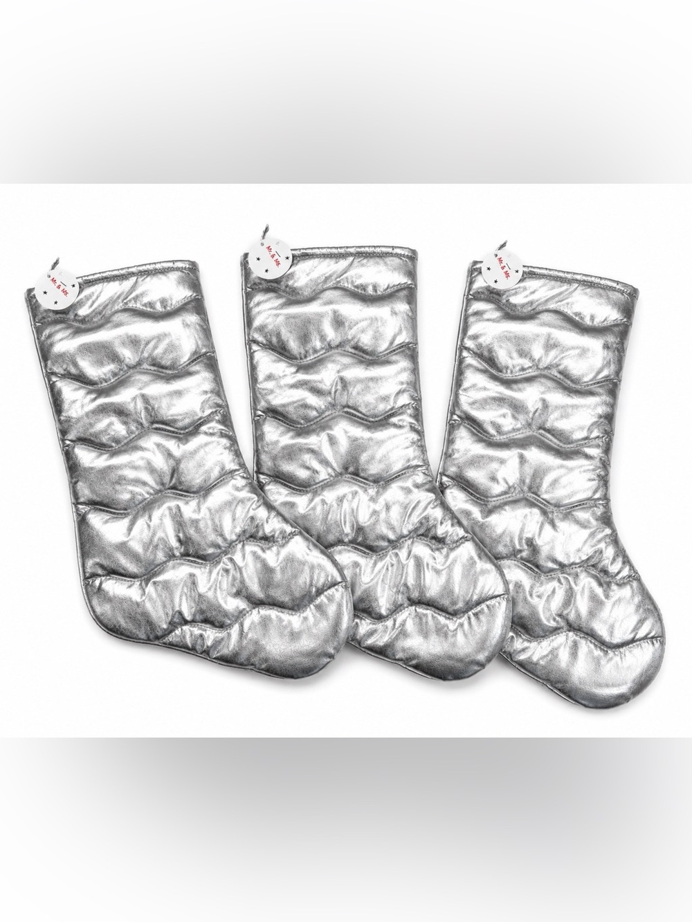 **Set of 3** Target Silver Quilted Christmas Stocking Holiday Decoration